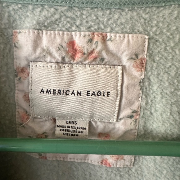 American Eagle Outfitters Distressed Neckline Seafoam Green Crewneck Sweatshirt - Picture 3 of 4